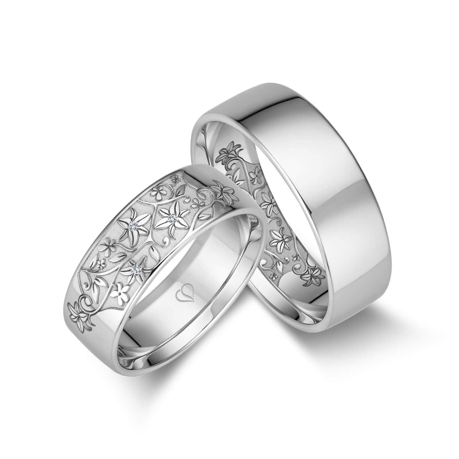 Trauringe Weißgold Weißgold 585 3x Verteilt (0,01 ct w/si) Trauringe Weißgold Weißgold 585 3x Verteilt (0,01 ct w/si)